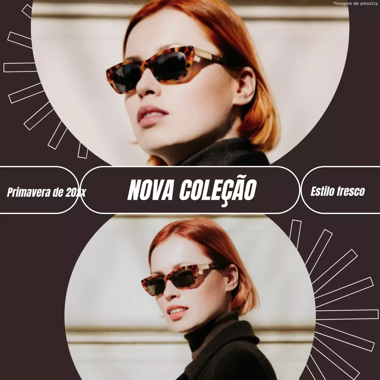 Castanho e Branco Moderno Elegante Tendência Geométrica Nova Coleção Moldura para fotografias Loja online Anúncio
