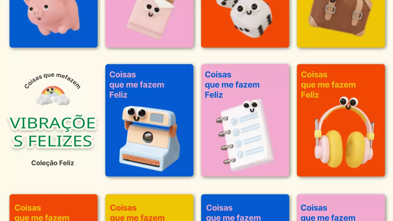 Elemento 3D Felicidade fofa
