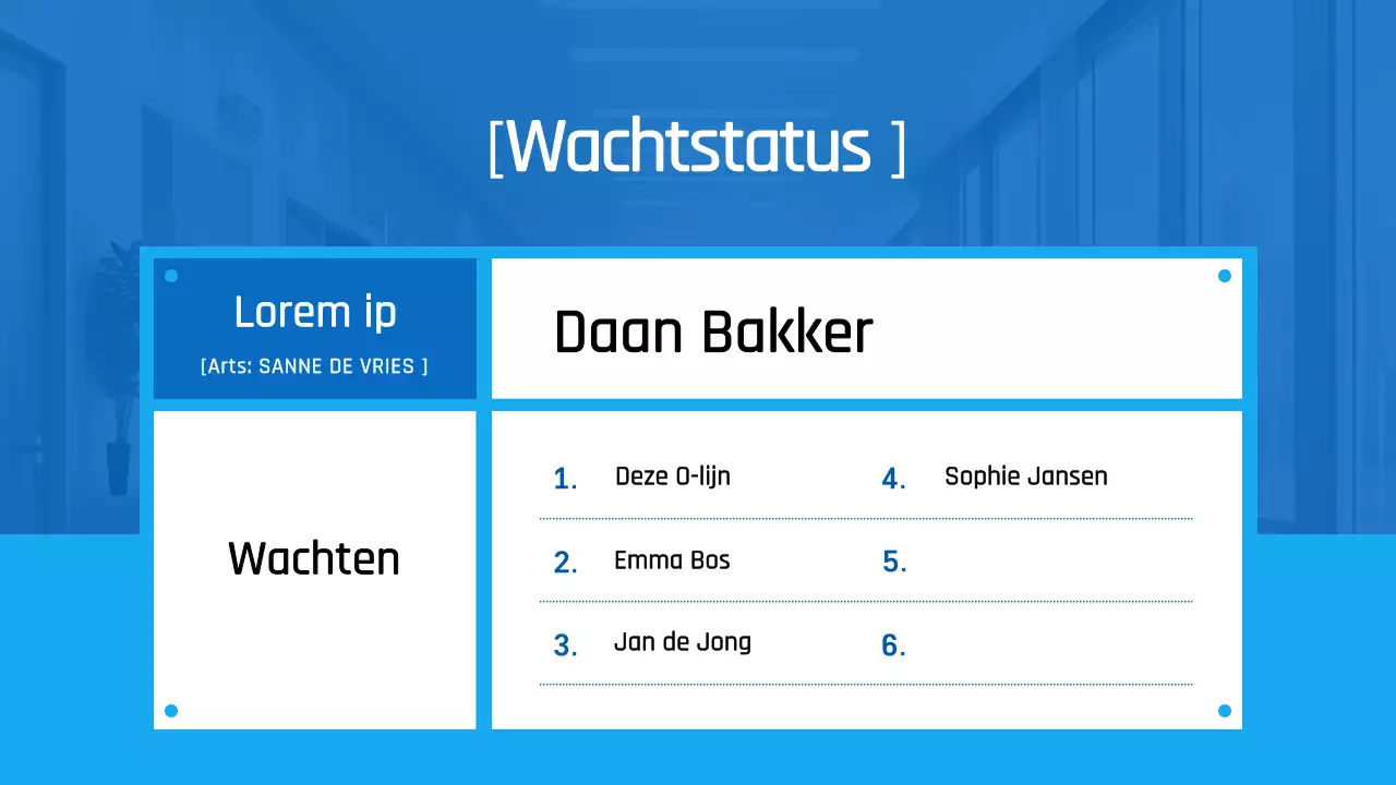 Eenvoudige ziekenhuismededeling in blauw