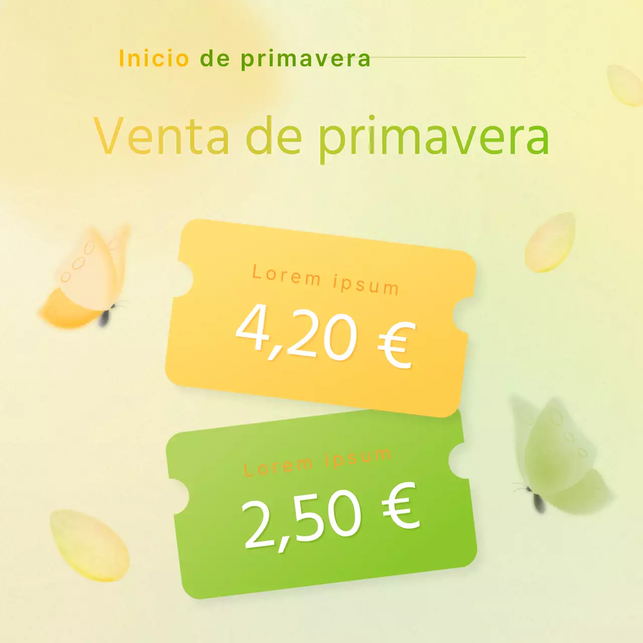 Un bonito anuncio de eventos primaverales en amarillo y azul claro
