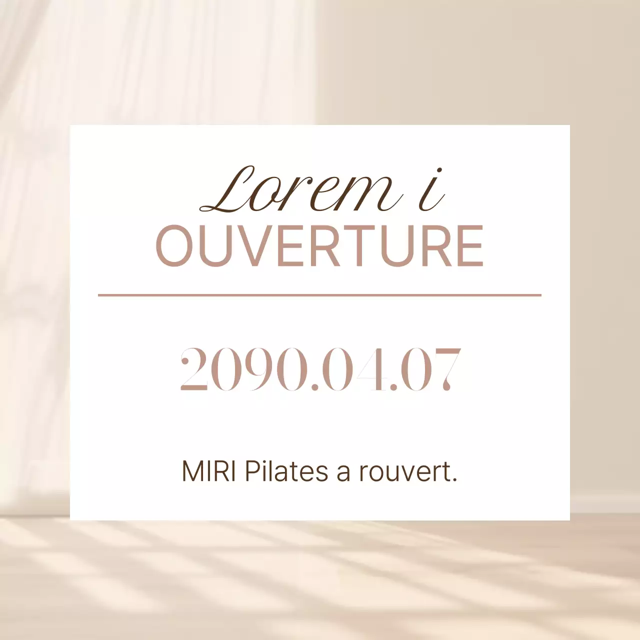 Une simple annonce d'ouverture de Pilates en ivoire et blanc