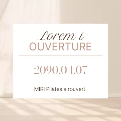 Une simple annonce d'ouverture de Pilates en ivoire et blanc