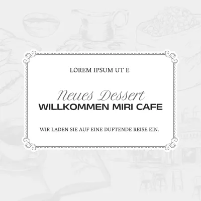 Ankündigung der neuen Speisekarte in einem modernen Café in Grau und Weiß