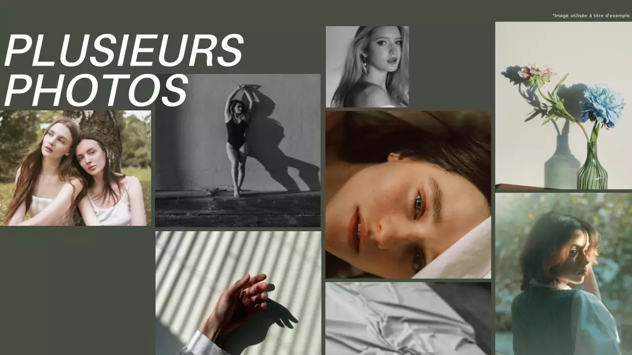 Présentation moderne en kaki et blanc pour un collage de photos Product Pitch