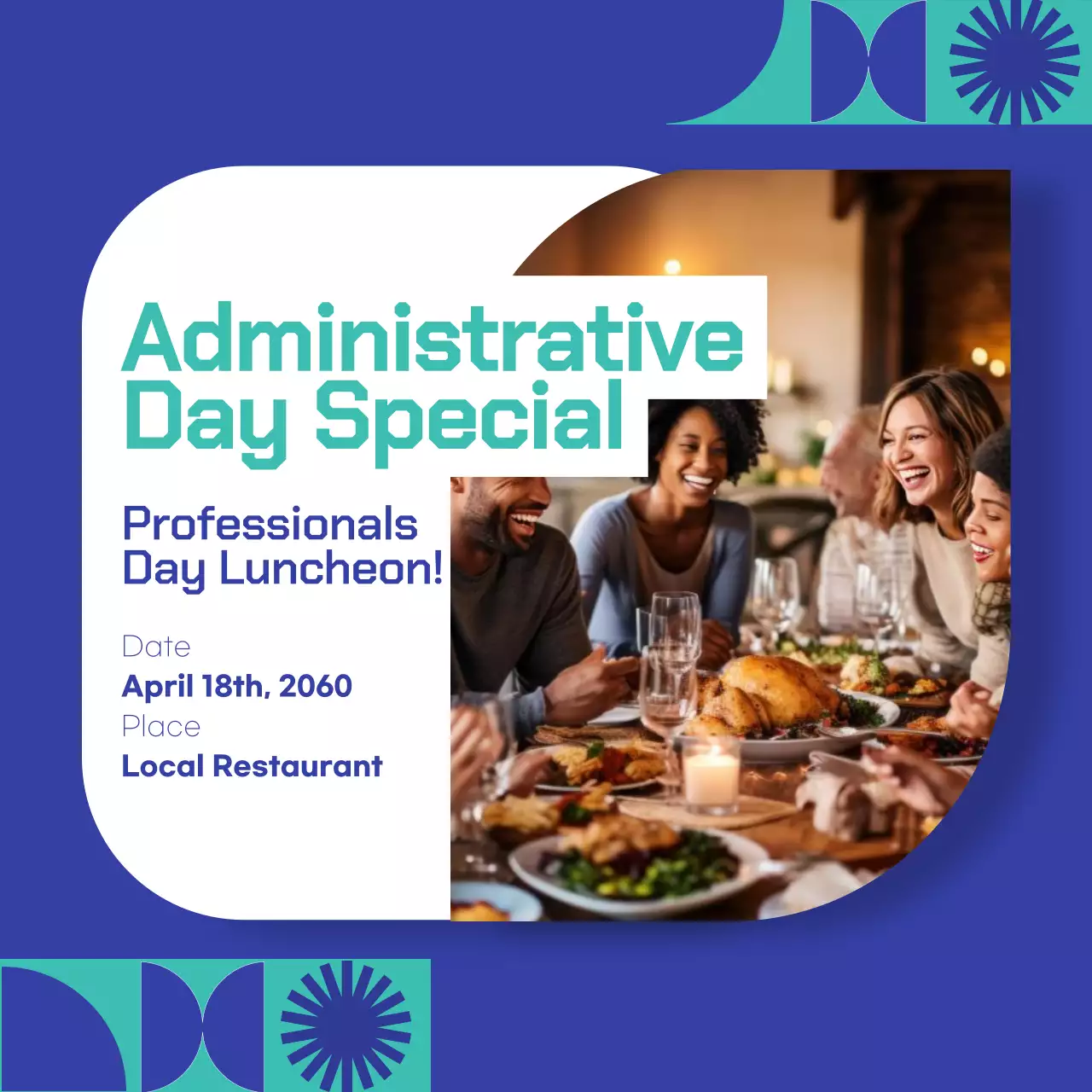 Blue Modern Luncheon Promotion Social Media Post