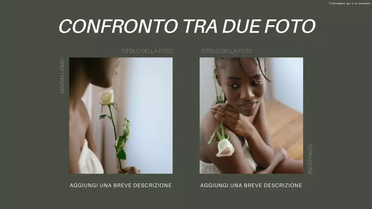 Presentazione moderna in bianco e kaki per il collage di foto