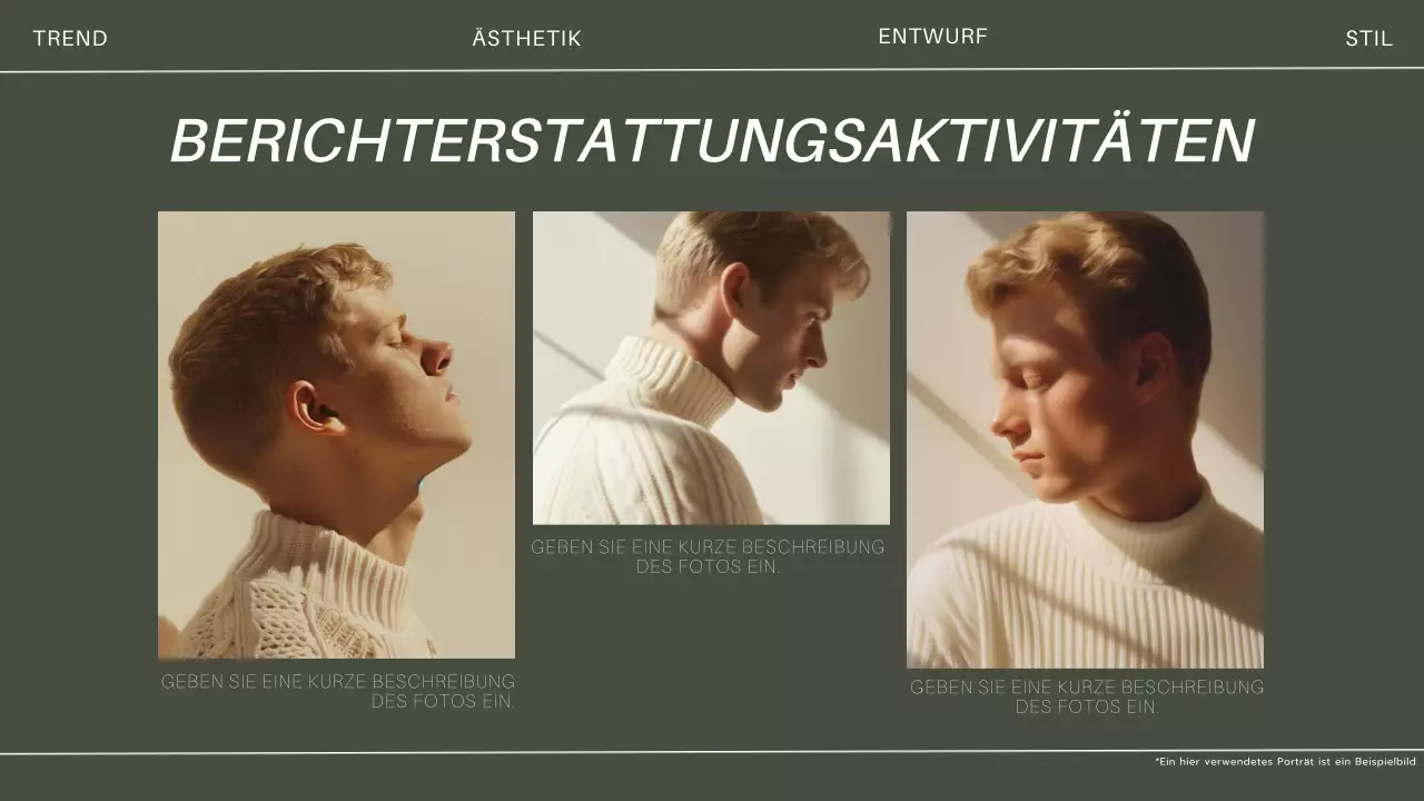 Khaki und Weiß Moderne Präsentation für Fotocollage Produktpräsentation