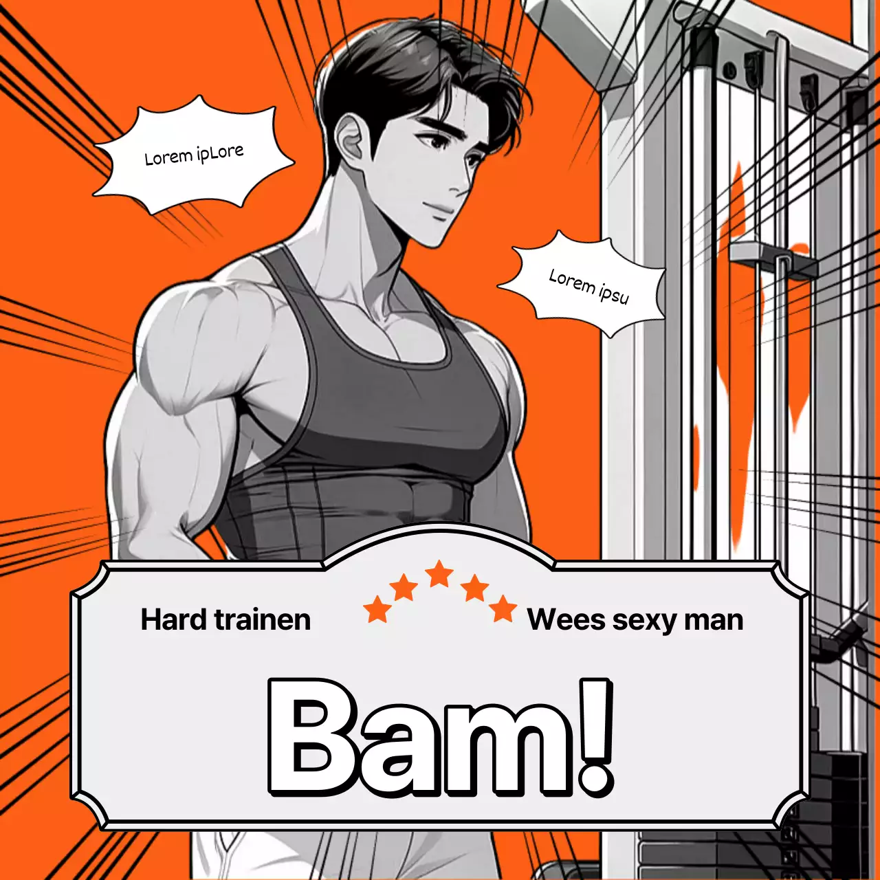 Oranje en grijs ziekelijk gevoel sportschool promotie