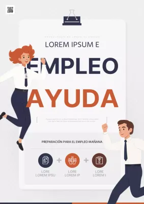 Una sencilla promoción municipal de empleo juvenil en naranja y azul marino