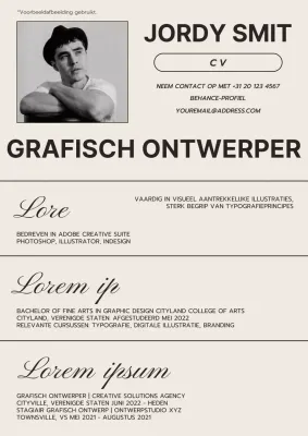 Beige en zwart modern grafisch ontwerp cv inleiding