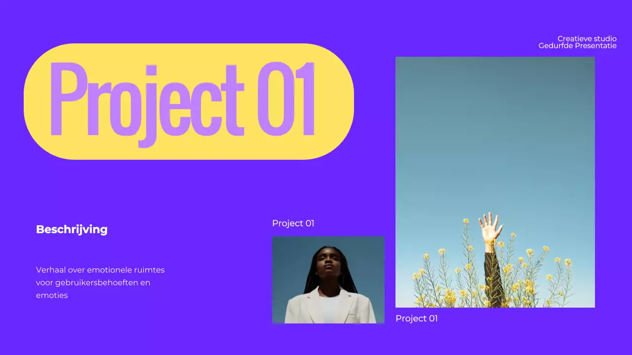 Een gedurfde designportfolio in paars en geel