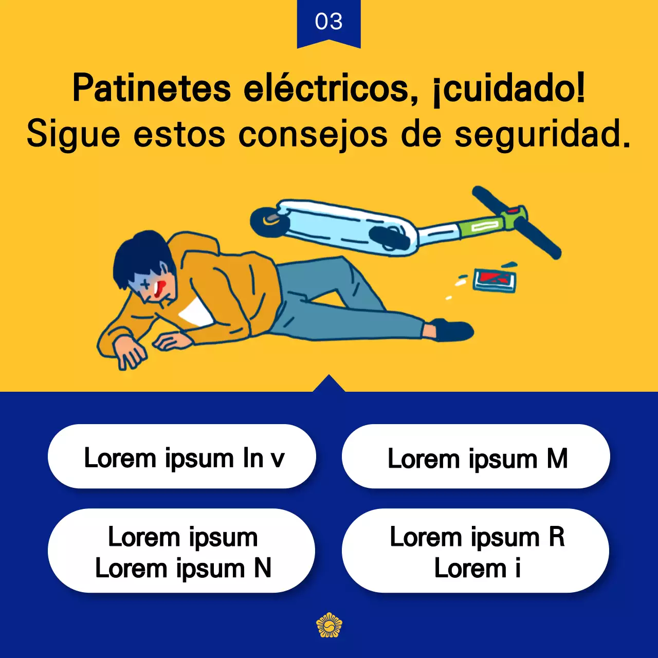 Promueva un boletín policial de moda en amarillo y azul marino
