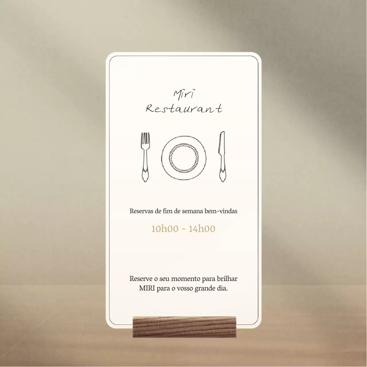 Anúncio simples de reserva de restaurante em bege e branco