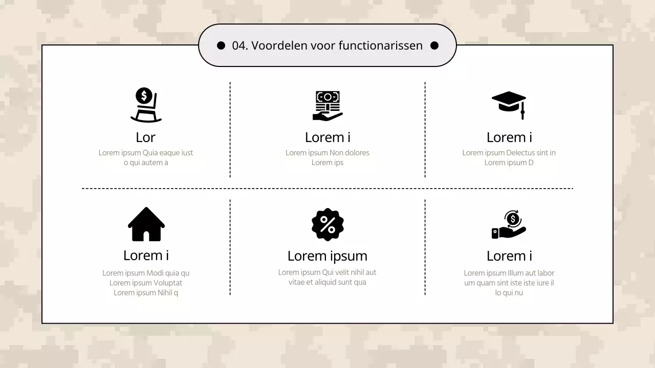 Een eenvoudige wervingsbriefing in kaki en beige