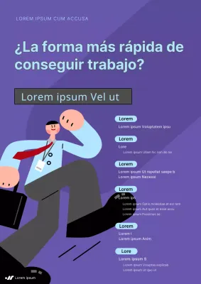 Bonito folleto de seminario sobre el éxito profesional en azul claro y morado