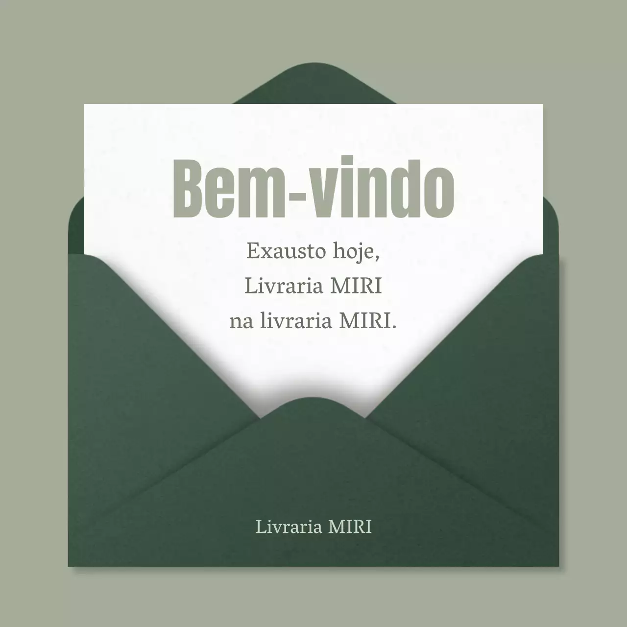 Um simples anúncio de livraria verde e branco