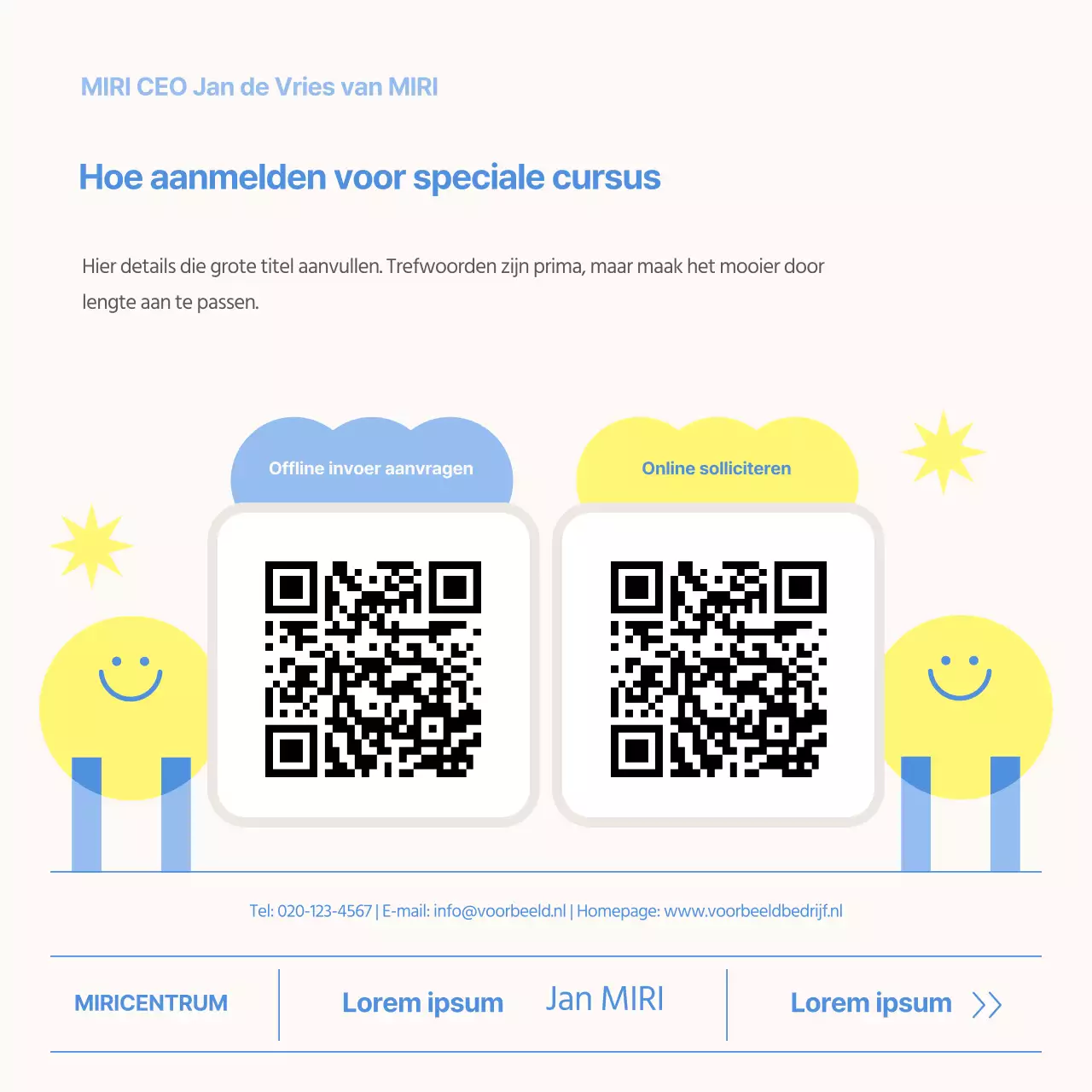 Het promoten van de speciale blauwe en gele lezingen voor huidige senioren