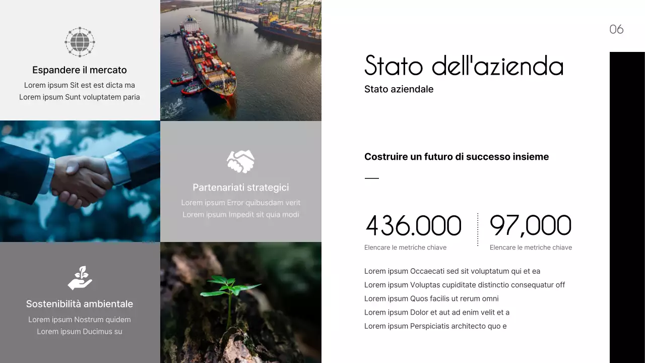 Un semplice prospetto nero e grigio di un produttore petrolchimico