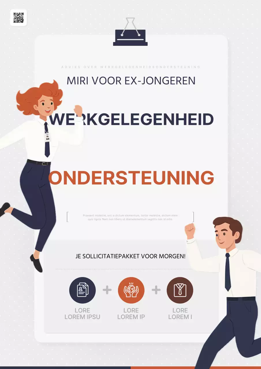 Een eenvoudige oranje en marineblauwe gemeentelijke werkgelegenheidspromotie voor jongeren