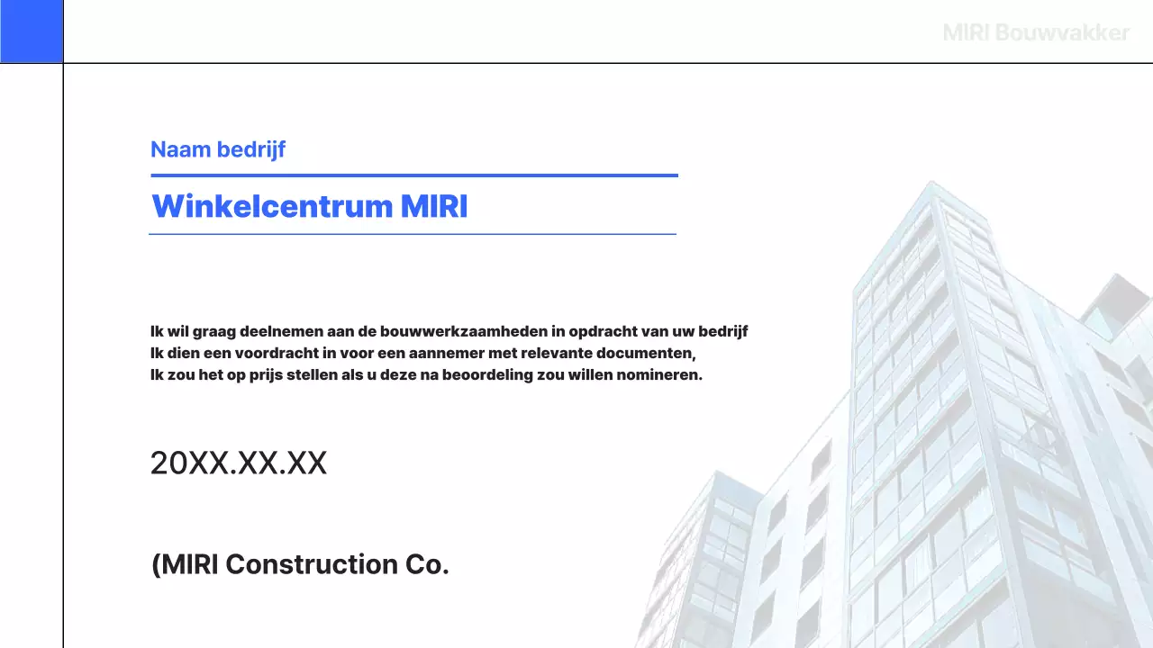 Een eenvoudig, blauw basisrapport voor bouwfacturen