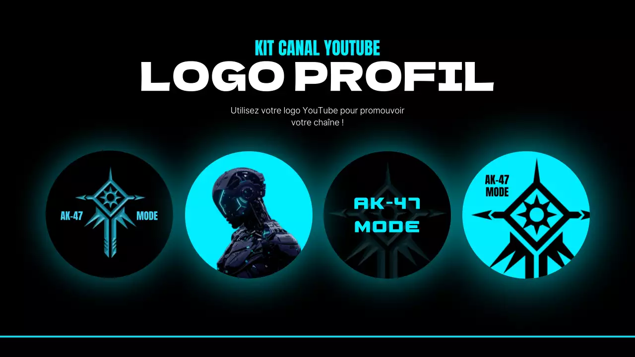 Une collection de contenus de chaînes de jeux cyberpunk en néon et noir