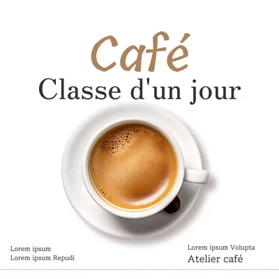 Promouvoir un simple cours de café d'une journée en blanc et brun