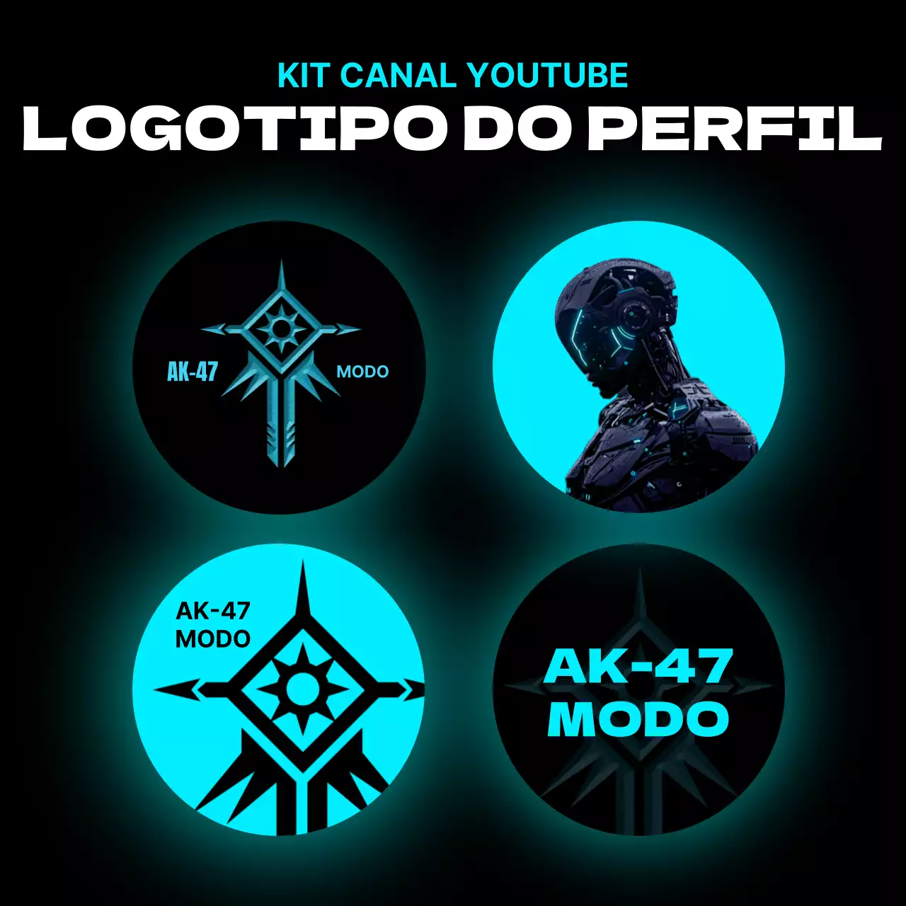 Promover um canal de jogos cyberpunk em néon e preto