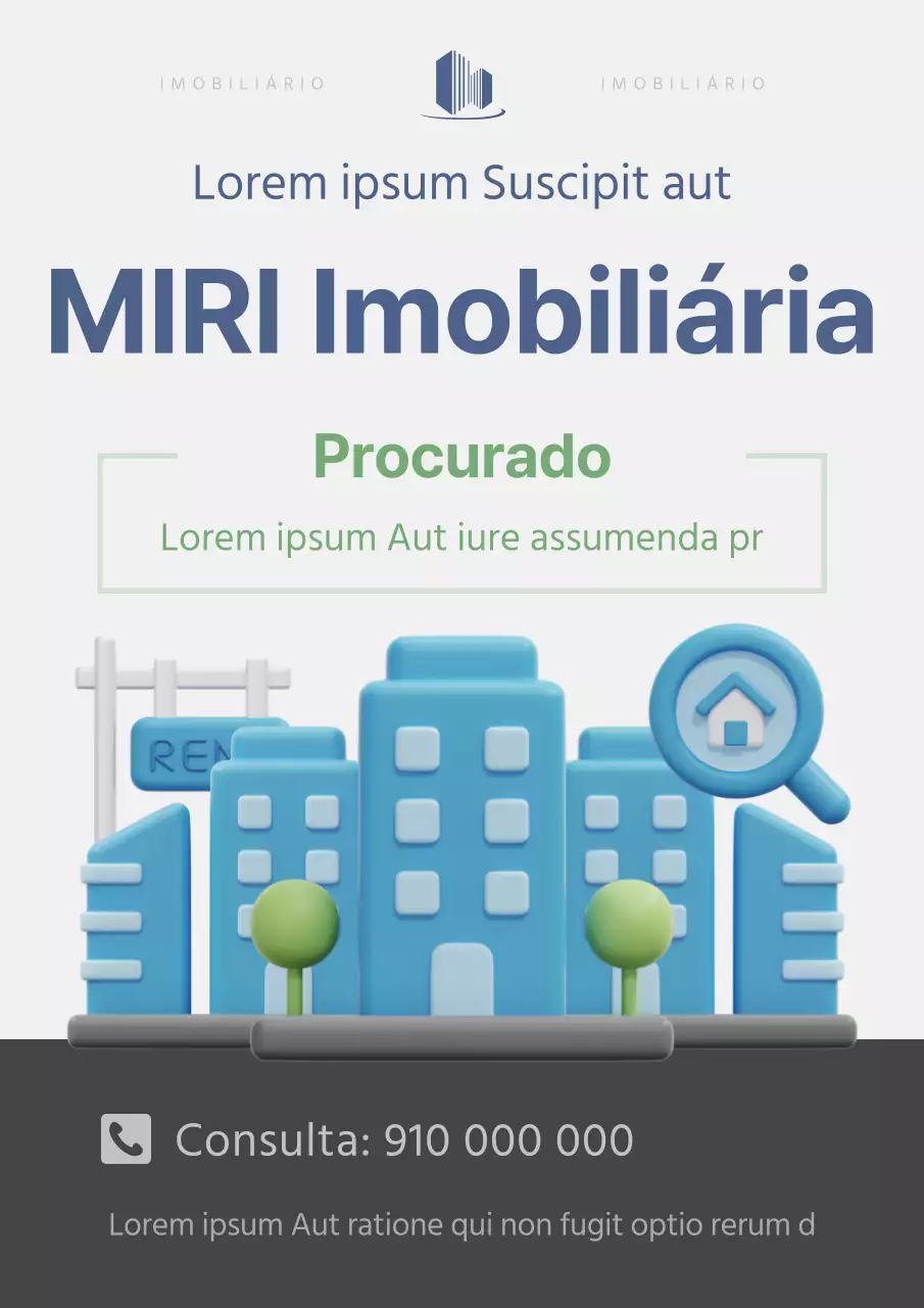Promover anúncios de imóveis com toques de azul e cinzento