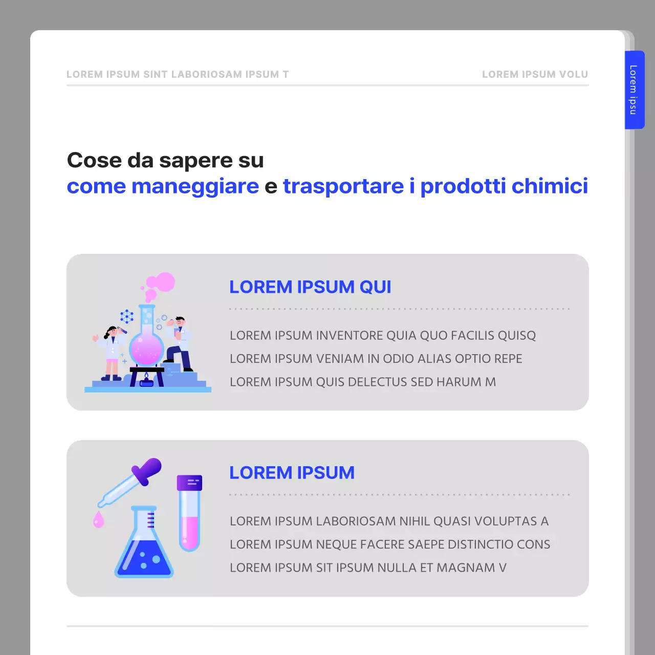 Una semplice guida alla sicurezza in laboratorio in blu navy e bianco