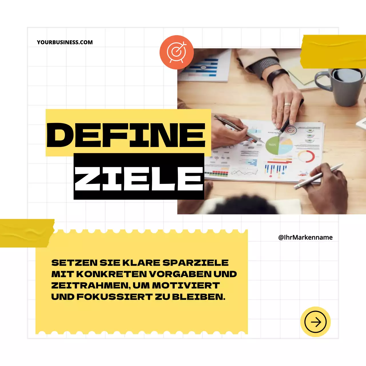 Gelb Schwarz Geometrisch Pop Tipps zur Verbesserung Ihres Sparplans Instagram-Karussell