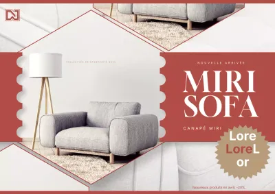 Publicité pour un canapé luxueux en rouge et gris