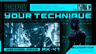 Promouvoir une chaîne de jeux cyberpunk en néon et noir