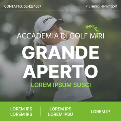 Promuovere l'apertura di un moderno campo da golf in verde lime e bianco