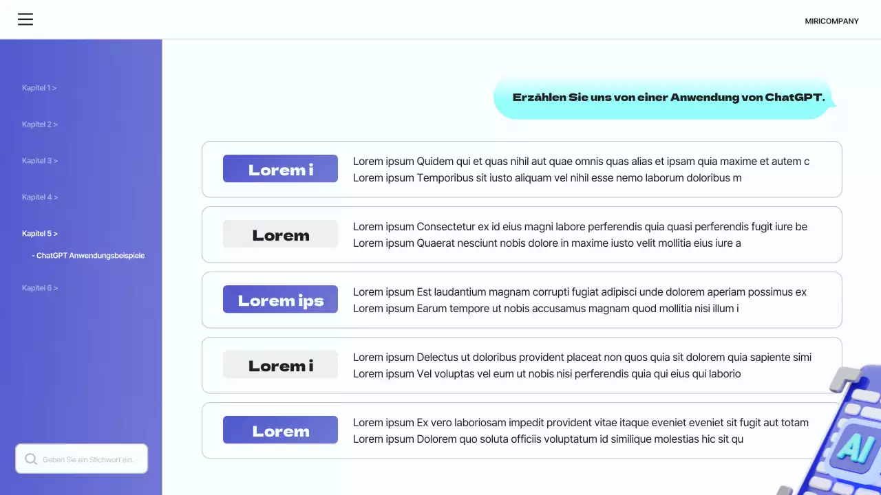 Eine einfache blaue und hellblaue Einführung in ChatGPT