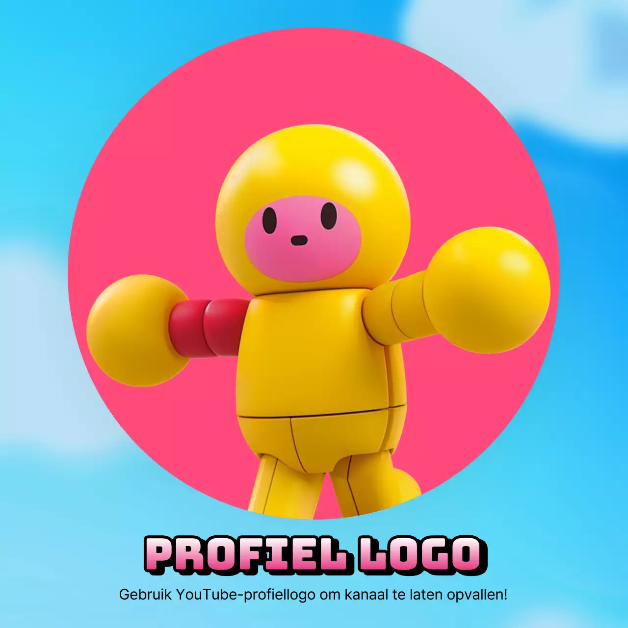 Advertentie voor een schattig roze en geel spellogo
