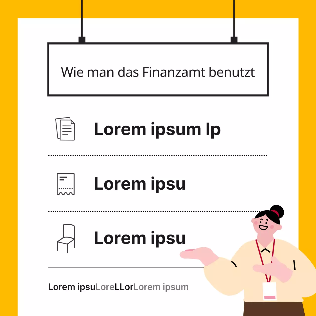 Ein einfacher gelb-schwarzer Bescheid des Finanzamtes