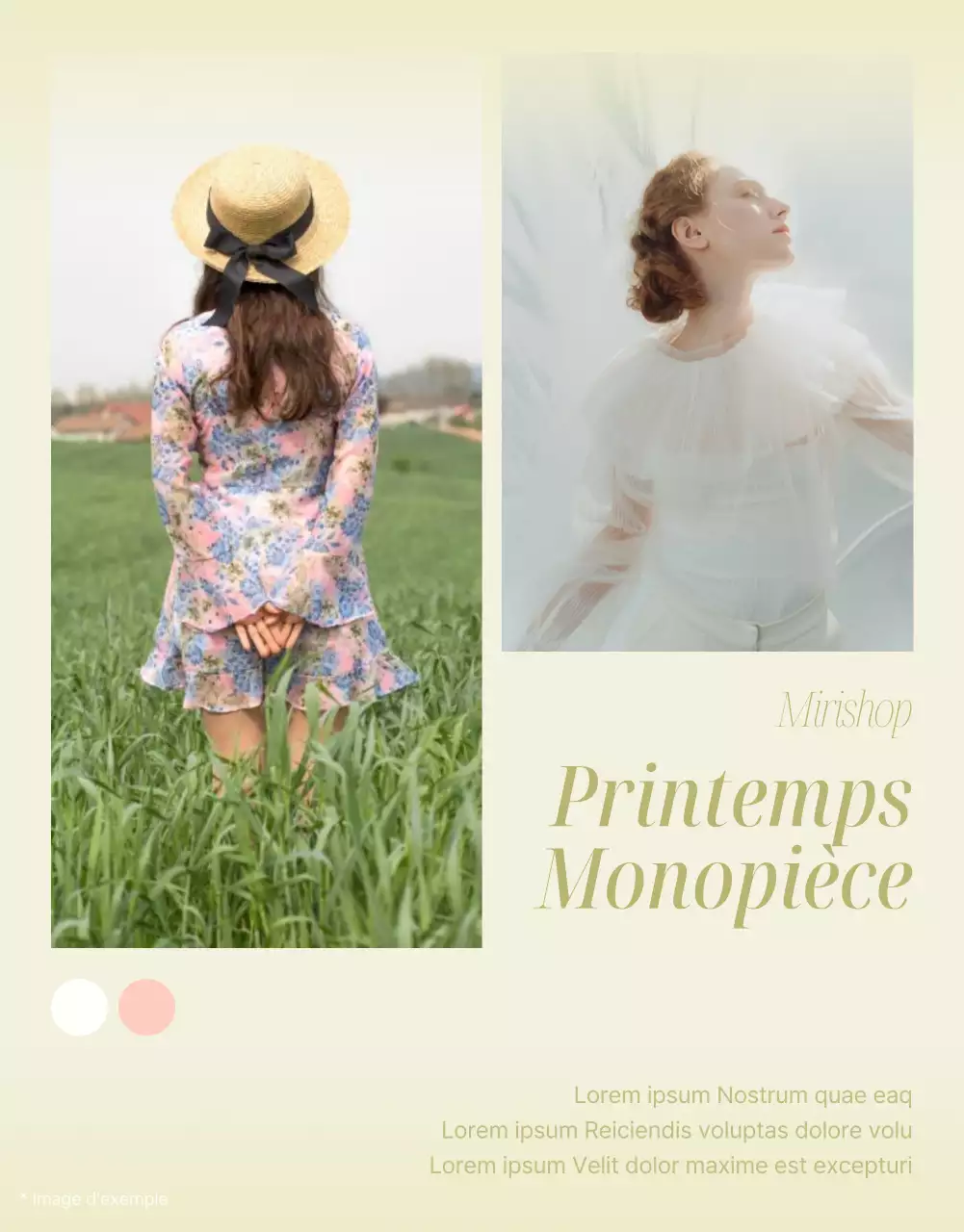 Une jolie robe de printemps en jaune et beige Détails