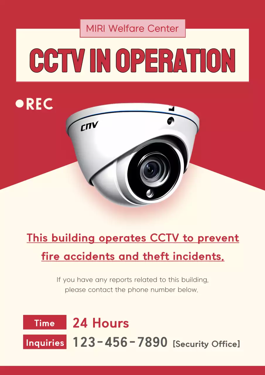 Red Simple Cctv Notice Poster