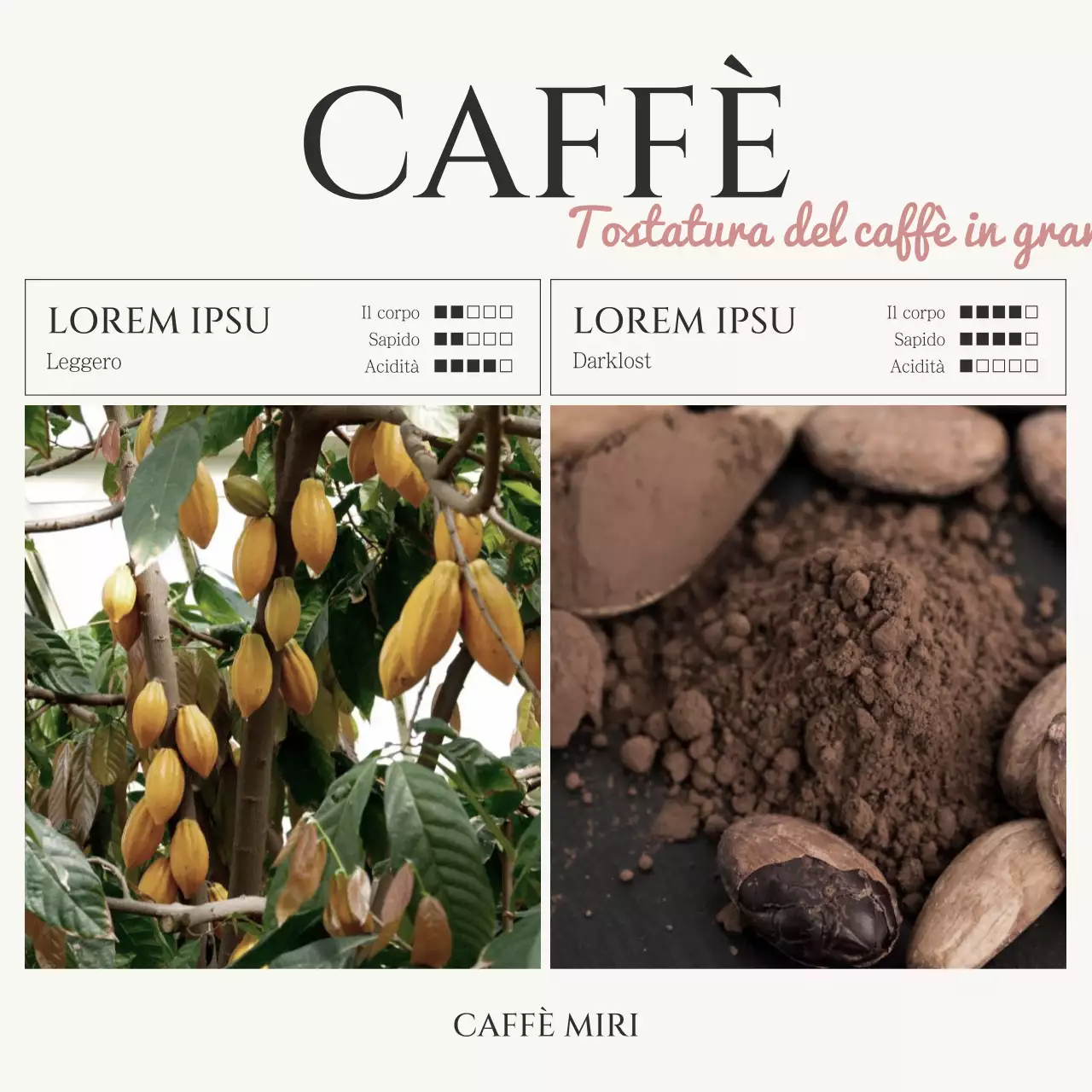 Un annuncio di classe per il caffè in nero e avorio