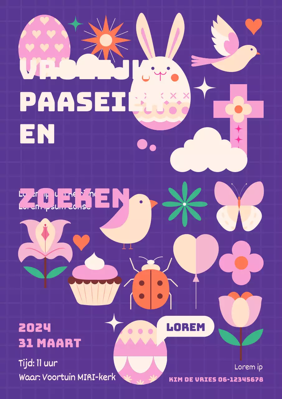 Paars en roze paasoverzicht