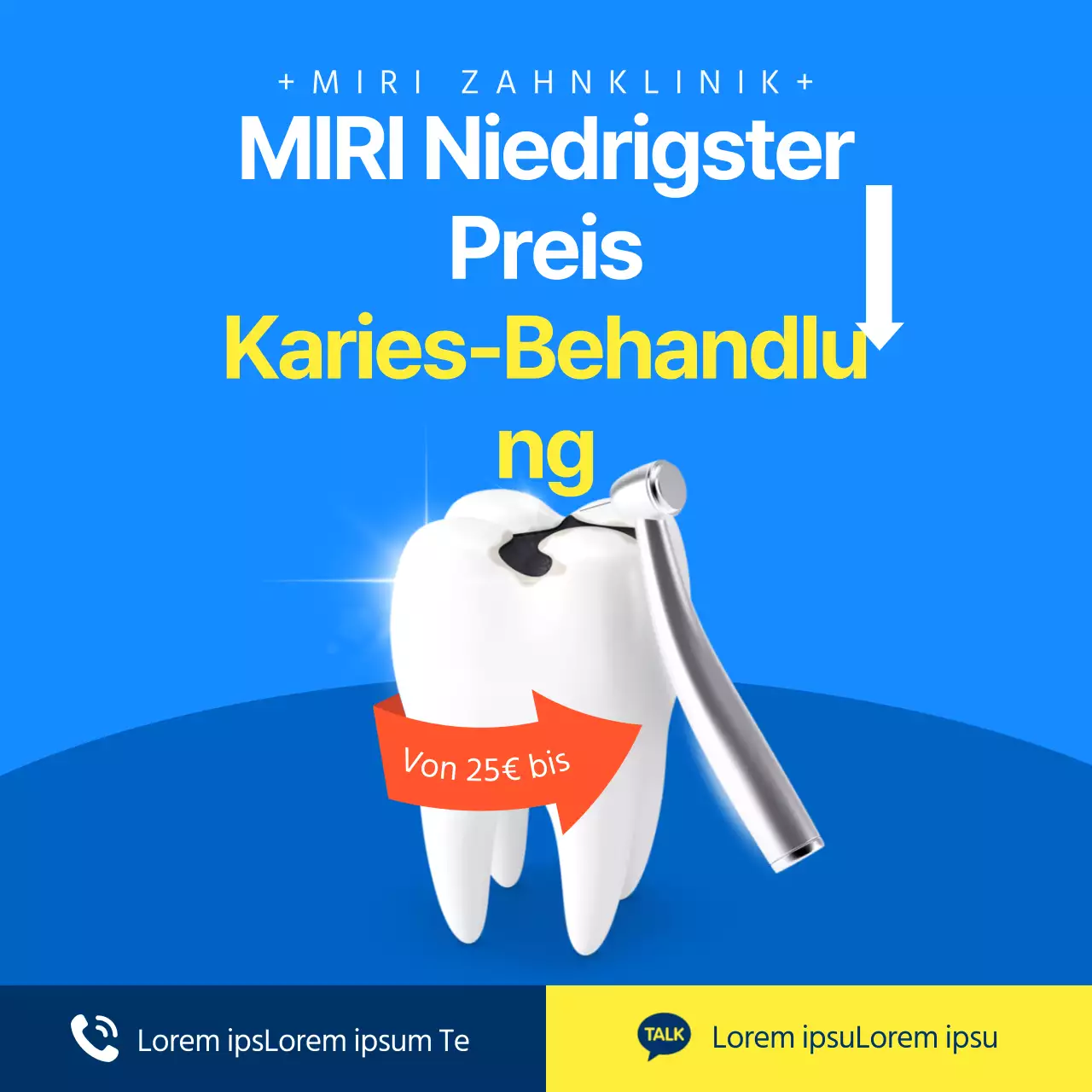 Blau und gelb einfache Behandlung von Zahnkaries niedrigsten Preis Anzeige