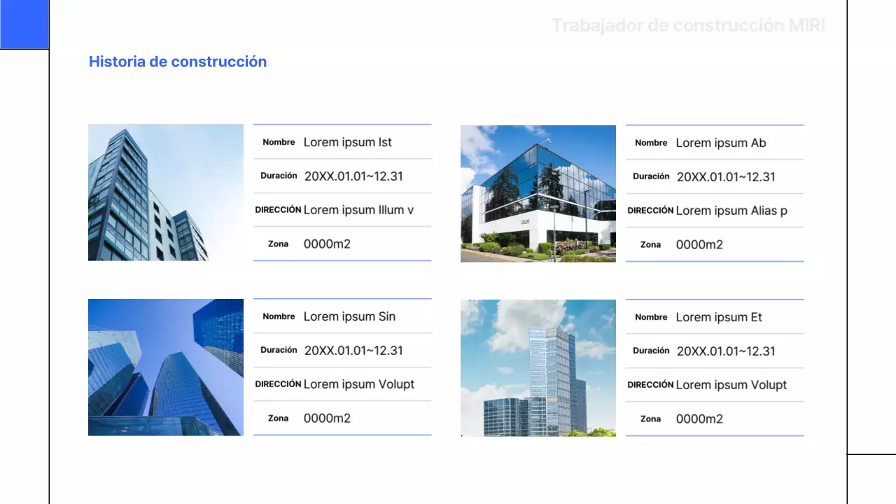 Un informe sencillo, azul y básico de facturación de la construcción