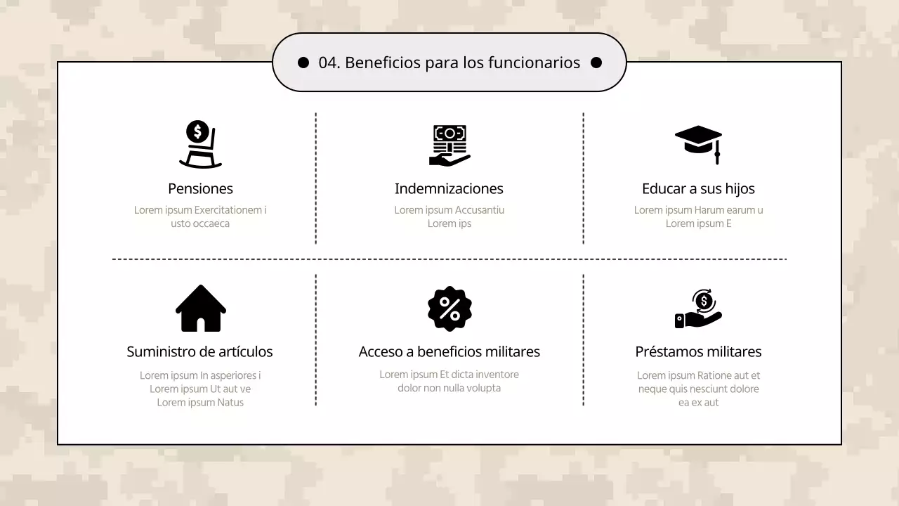 Una sencilla presentación informativa de contratación en color caqui y beige