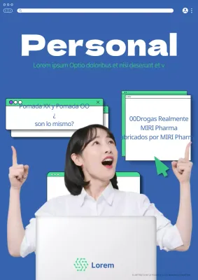 Concepto de pantalla de ordenador azul y verde para promover la contratación de personal en una empresa