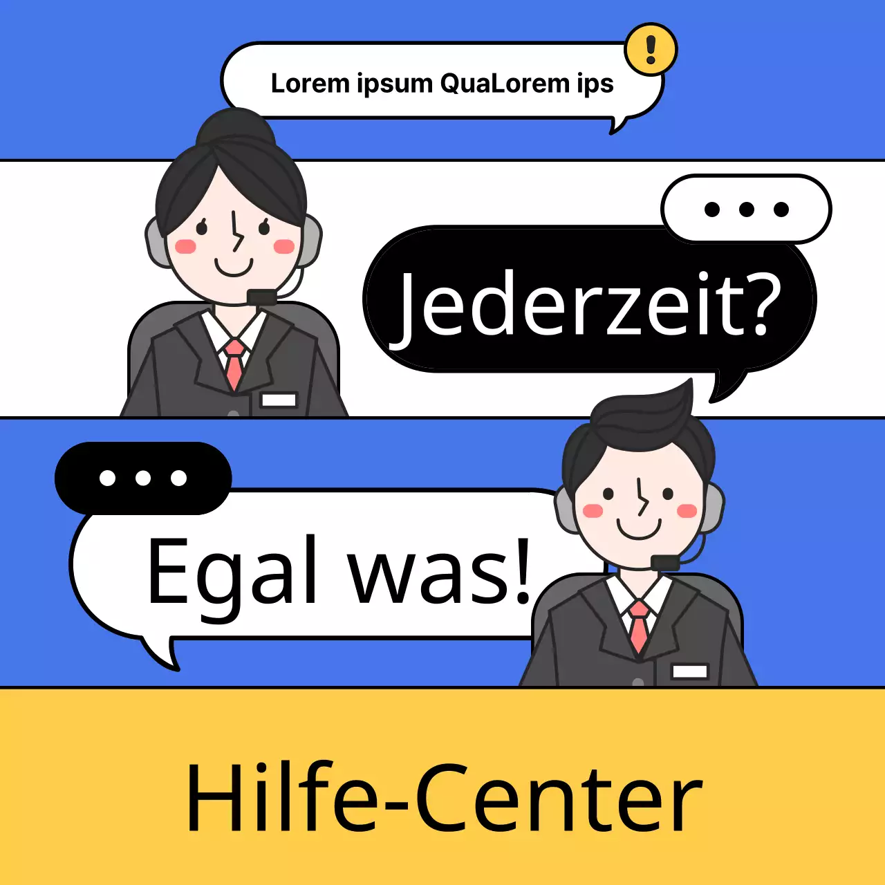 Ein einfacher gelb-blauer Leitfaden für den Helpdesk