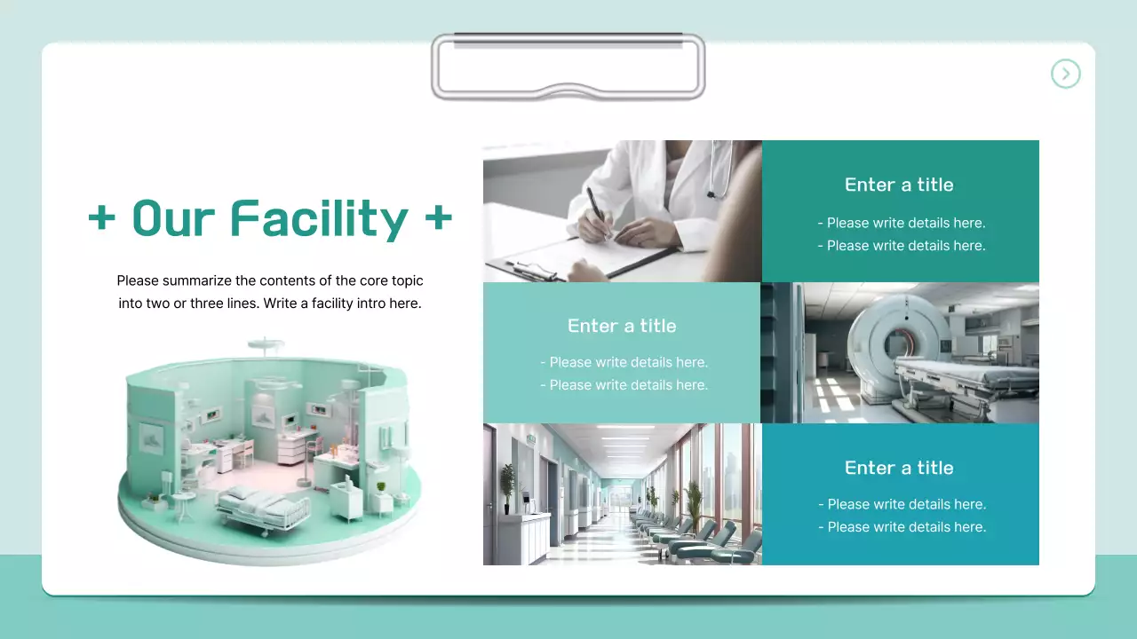 Apresentação de introdução do Teal Modern Hospital