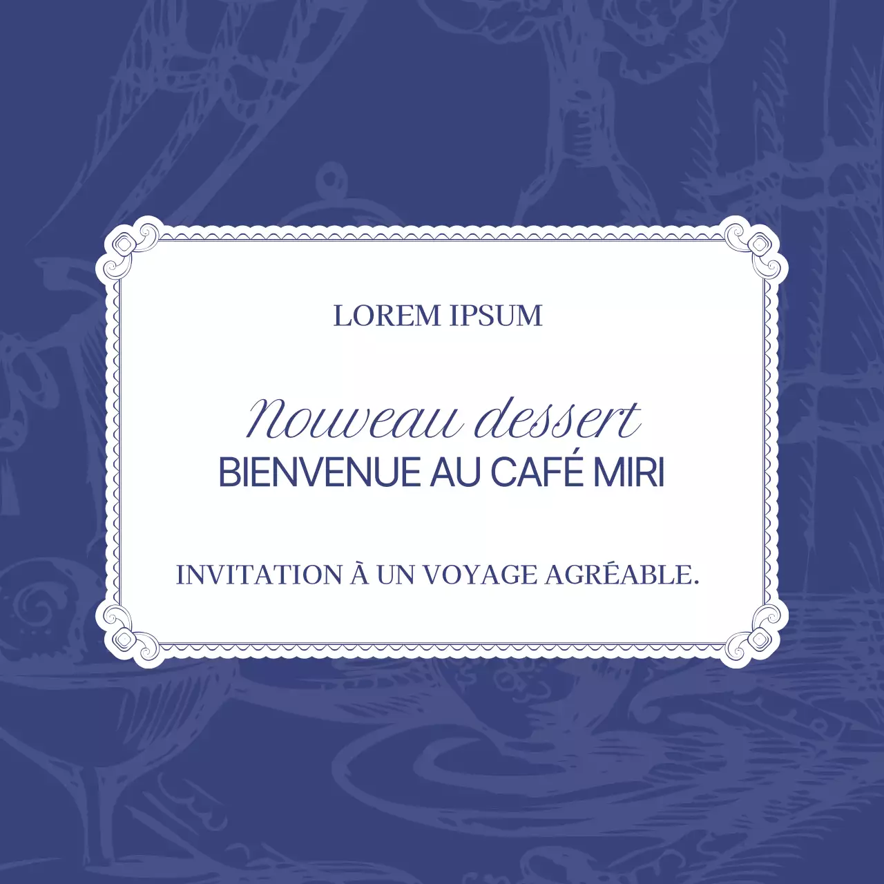 Annonce d'un café moderne en bleu et blanc