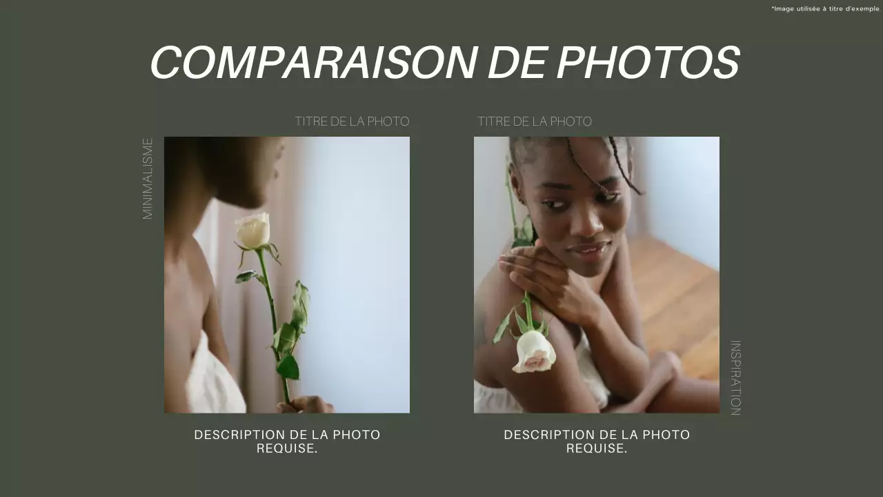 Présentation moderne en kaki et blanc pour un collage de photos Product Pitch