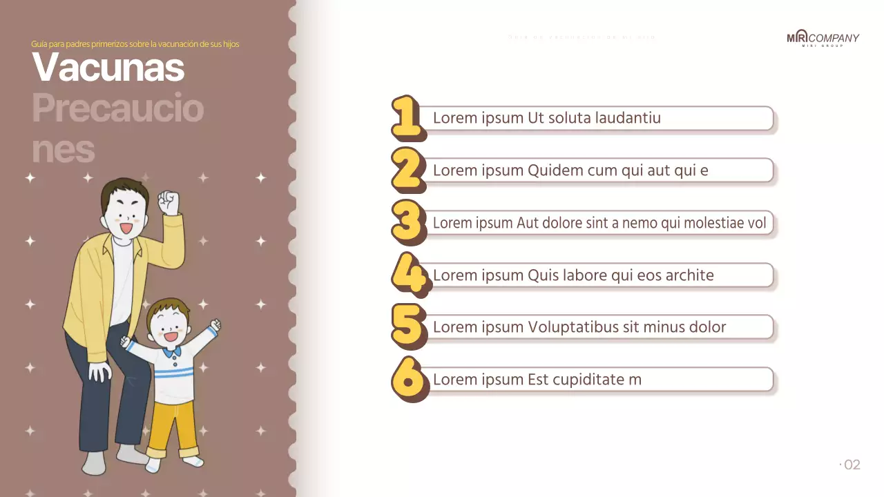 Vacunas para padres en marrón, al estilo pop-art