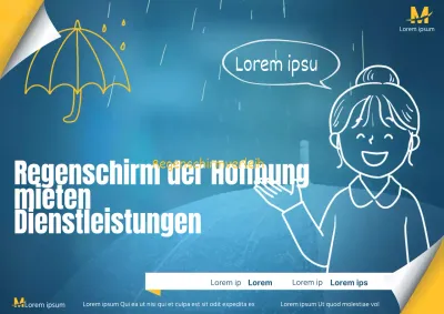 Förderung der Vermietung von einfachen blauen und gelben Regenschirmen